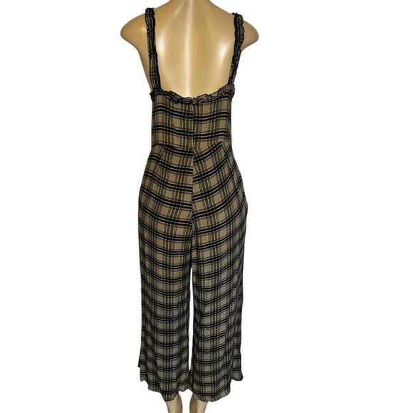 Faithfull the Brand plaid ruffle trim wide leg crop sleeveless Jumpsuit medium 6 - Picture 5 of 11